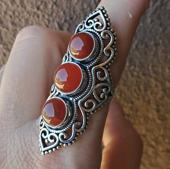 New Stunning Carnelian 925 Silver Statement Ring. - Picture 2 of 15